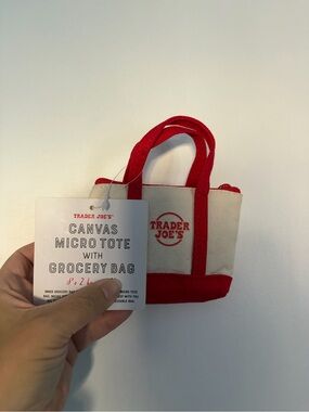 Trader Joe’s Canvas Micro Tote Bag | Red & Cream | New with Tag